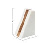 Storied Home Marble Geometric Bookends with Wood Inlay, Set of 2, White - 3 of 4