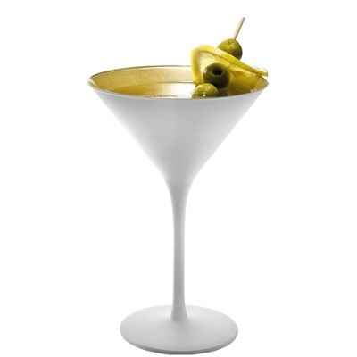 Stolzle Lausitz Olympia White and Gold 8 Ounce Martini Glass, Set of 2