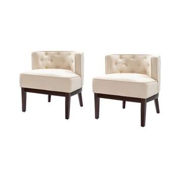 Set of 2 Renaud Upholstered Barrel Chair with solid wood legs | ARTFUL LIVING DESIGN