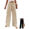 Coolmee Women Casual Linen Palazzo Pants Boho Wide Leg High Waist Lounge Pant Travel Vacation Outfits - 4 of 4