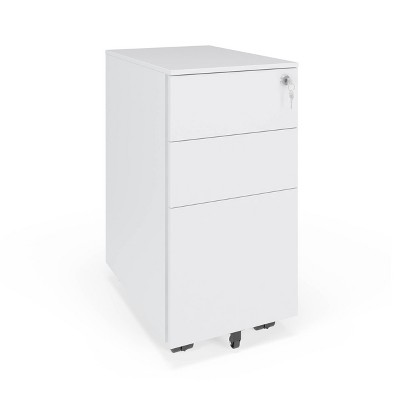 Slim Mobile Metal Pedestal Filing Cabinet White - HON BASYX