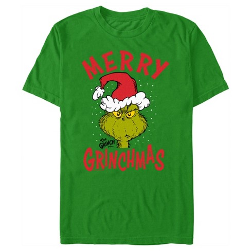 Men's Dr. Seuss Merry Grinchmas T-shirt - Kelly Green - Large : Target
