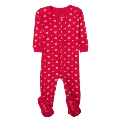 Image of Leveret Footed Cotton Pajama Hearts 12-18 Month