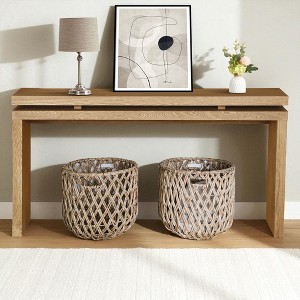 Mshliw Farmhouse Console Table with Double Board Suspension Design, 60" Wooden Entryway and Sofa Table with Storage, for Living Room or Bedroom - 1 of 4