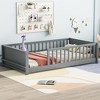Grungis Twin Size Floor Bed with Built-in Book Storage Rack,Modern Toddler Bed with Guardrails,Montessori Bed for Bedroom - 2 of 4