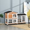 PawHut 62" Wooden Rabbit Hutch, Bunny Cage, Pet Playpen House with Wheels, Run Box, No Leak Tray, and Ramp, Small Animals, Indoor/Outdoor - 2 of 4