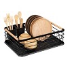 LunaLulinlk Dish Drainer Rack - Kitchen Drying Rack with Beechwood Handles, Modern Retro Design - Black - 3 of 4
