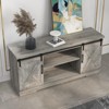 Farmhouse TV Stand for 65 Inch, Silm Wood Entertainment Center with Sliding Barn Doors & Open Shelves - 2 of 4