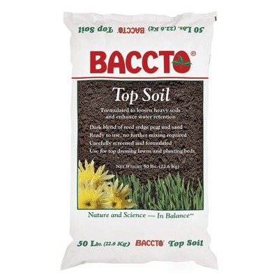 Michigan Peat 1550P Baccto Top Soil for Lawns, Gardens, and Raised Planting Beds with Reed Sedge, Peat, and Sand for Improved Drainage, 50 Pounds