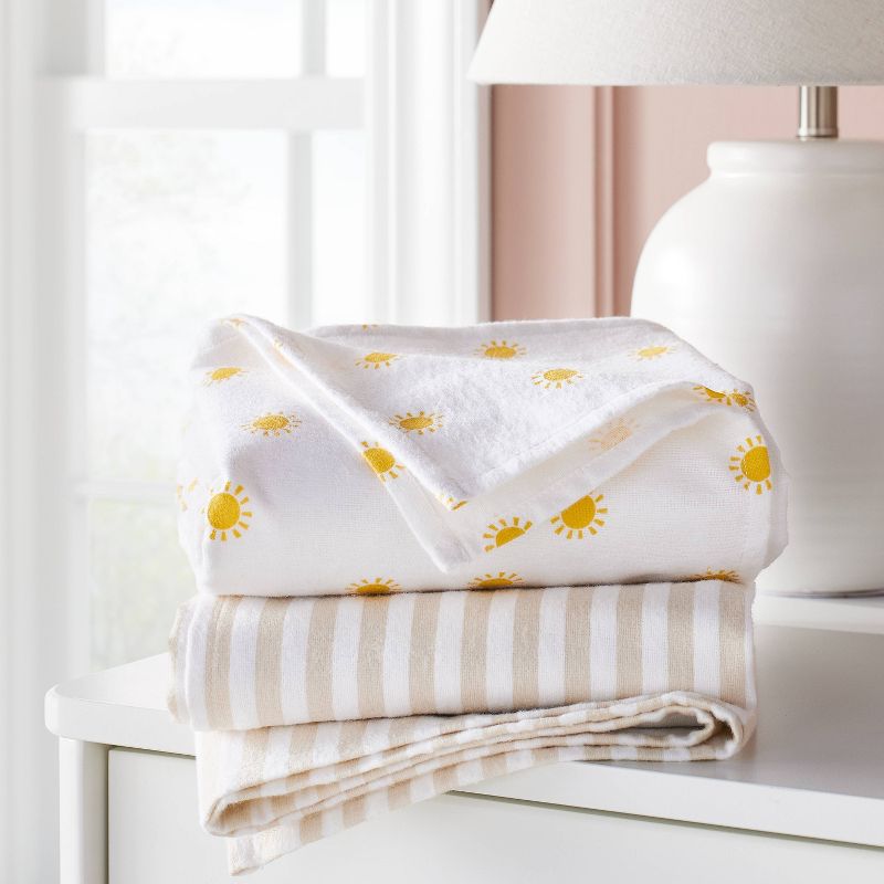 Flannel Swaddle Baby Blankets - Yellow Sun and Stripe - 2pk - Cloud Island&#8482;, 3 of 6