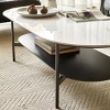 2-Tier Sintered Stone Coffee Table,47'' Modern Oval Center Table with Black Metal Frame for Living Room-Baofuwish - 3 of 4