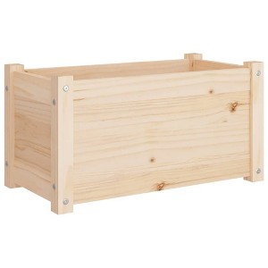 vidaXL Solid Pinewood Garden Planter- Rectangular Outdoor Plant Pot, 23.6" x 12.2" x 12.2", Weather-Resistant, Natural Brown Color - 1 of 4