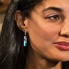 Ross-Simons Turquoise and Lapis Drop Earrings With .10 ct. t.w. White Topaz in 18kt Gold Over Sterling - 2 of 3