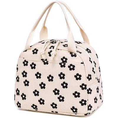 Lunch Bag for Women Men Cute Corduroy Lunch Tote Bags Reusable Insulated Lunch Box Large Capacity Reusable Insulated Cooler for Work Picnic or School