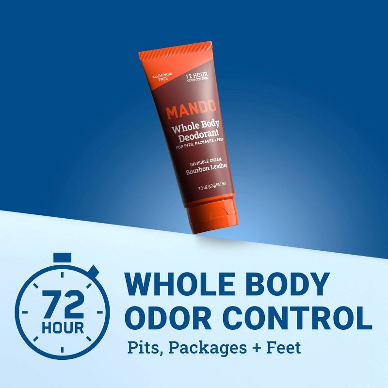 Mando Whole Body Deodorant - Men&#8217;s Aluminum-Free Invisible Cream Deodorant - Bourbon Leather - 2.2oz, 4 of 12