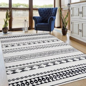 Vintage Geometric Area Rug Non Slip Low Pile Soft Rug Farmhouse Bohemian Carpet Living Room Bedroom Dining Room Rug - 1 of 4