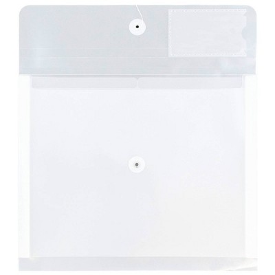 JAM Paper 24pk Plastic Envelopes with Button & String Tie Closure & 2 Dividers - Letter Booklet - Clear