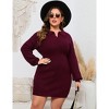 Coolmee Women Mini Fall Sweater Dresses Casual V Neck Knit Long Sleeve Fit Ribbed Pullover Jumper Sweaters Short Dress - 4 of 4