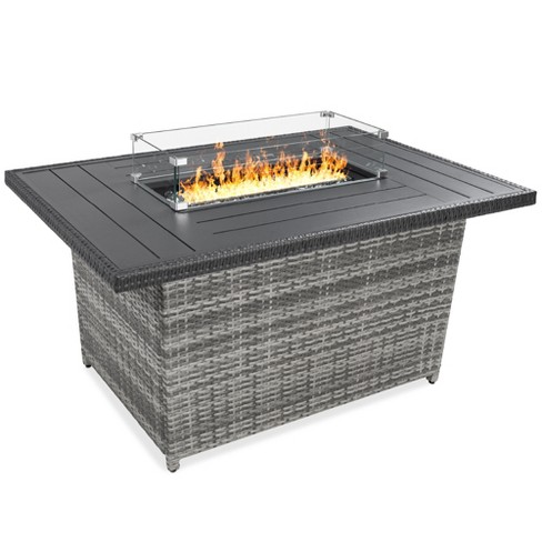 Best Choice S 52in Wicker, Propane Patio Fire Pit Table