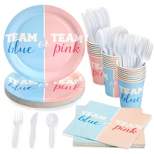 Blue Panda 144 Piece Gender Reveal Plates and Napkins Dinnerware Set, Team Boy, Team Girl Party Bundle, Serves 24