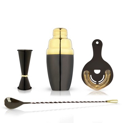 Viski Two-Tone Gold and Gunmetal Stainless Steel Barware Set