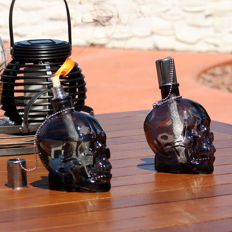 Sunnydaze Grinning Skull Glass Tabletop Torches, 5 of 11