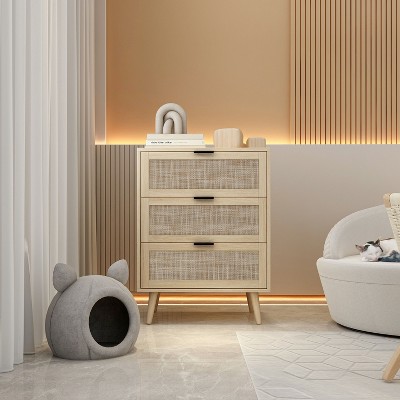 NicBex 3 Drawers Nightstand Bedside Table with Large Storage Space End Table for Living Room, Bedroom, Study