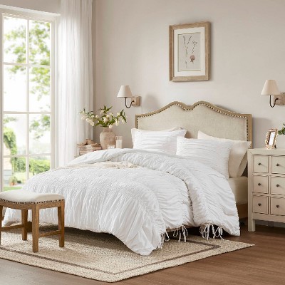 Lyngins French Country Comforter Set, Romantic Ruched Design Bedding Set, 1 Comforter & 1 Sham, Ultra-Soft Microfiber, All-Season Quilt Bedding Set