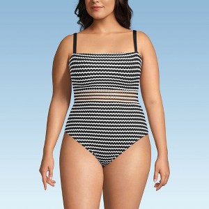 Lands' End Women's Crochet Square Neck High Leg One Piece Swimsuit - 1 of 4