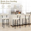 DYHOME Bar Stools Set of 2, 28 Inches Counter Height Bar Stools with Curved Back, Modern Upholstered Fabric Tall Barstools for Kitchen Island, Cafe - 3 of 4