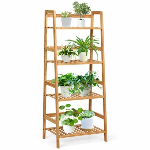 Multifunctional 4 Shelf Bamboo Plant Flower Storage Stand Rack