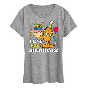 Women's - Garfield - I Live For Birthday's Short Sleeve Graphic T-Shirt - 1 of 4