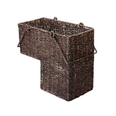 Hastings Home Handmade Woven Wicker Staircase Basket - Brown