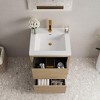 FAMYYT 24 in. Single Sink Freestanding Oak Bath Vanity with White Resin Top (Assembled), Soft Close Drawers - 3 of 4