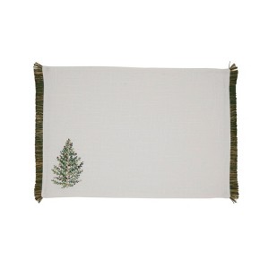 Saro Lifestyle Christmas Trees Placemat (Set of 4), 13"x19", Ivory - 1 of 4