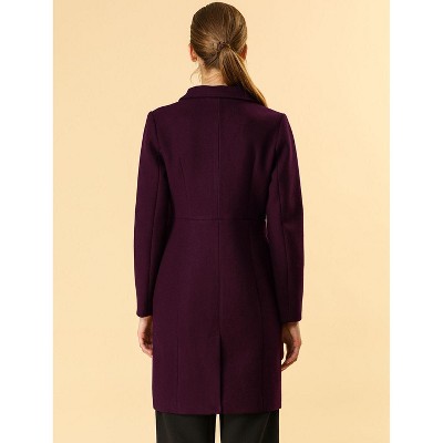 INSPIRE CHIC Women's Double Breasted Notched Lapel Winter Long Coat Purplish X-Small — фото 5