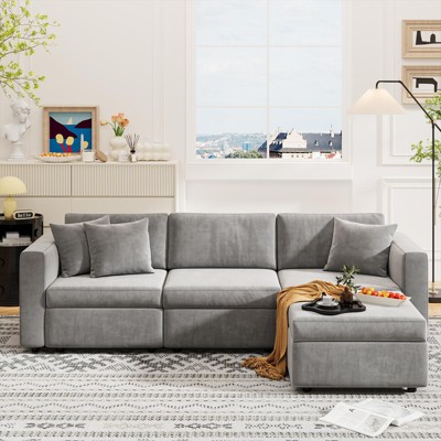Buenhomino 99" Velvet Modular Sectional Sofa with Storage – Spacious, Convertible Living Room Couch with Deep Seating