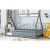 CAVINAS Twin Bed Frames, Tent-Shaped Twin Floor Bed with Guardrails, Slatted Platform Bed for Bedroom, Living Room - 2 of 4