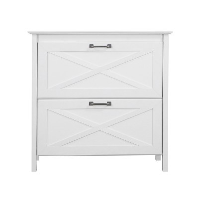 White 2-Drawer Lateral File Cabinet with Farmhouse Design