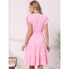 INSPIRE CHIC Women's Summer Tiered V Neck Ruffle Cap Sleeve Flowy A-Line Midi Dresses - 3 of 4