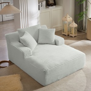 Racxily Oversized Chaise Lounge Chair Indoor, Corduroy Upholstered Modern Sofa Couch,No Assembly Required,Comfy Sleeper Sofa for Living Room,Office - 1 of 4