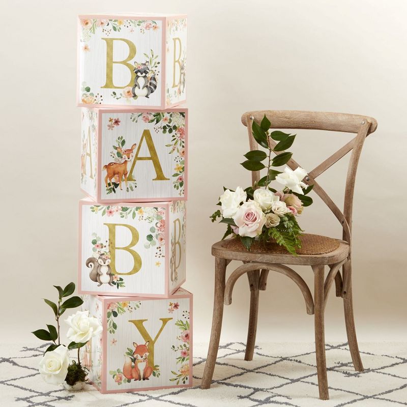 Kate Aspen Woodland Baby Block Box Decoration (Set of 4), 2 of 11