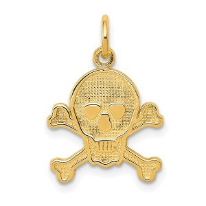 Black Bow Jewelry 14k Yellow Gold Skull and Crossbones Textured Pendant or Charm - 1 of 4