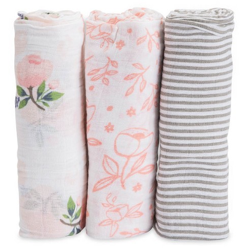 Little Unicorn Cotton Muslin Swaddle 3pk - Watercolor Rose ...