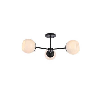 Elegant Lighting Briggs 26 inch flush mount in black with white shade