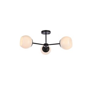 Elegant Lighting Briggs 26 inch flush mount in black with white shade - 1 of 4