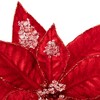 Northlight 28" Icy Red Velvet Poinsettia Glittered Christmas Stem Spray - 4 of 4