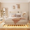 Full Size Upholstered Platform Bed with LED Light and Charging Station for Bedroom or Apartment - 2 of 4