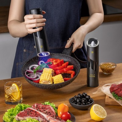 Black Electric Salt and Pepper Grinder Set with LED Light