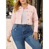 Agnes Orinda Women's Plus Size Cropped Long Sleeve Trendy Fashion Denim Jean Jackets - 2 of 4
